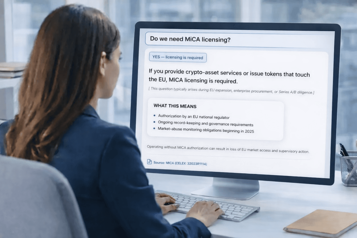 DigitalReg GPT Answer - MiCA Licensing Question